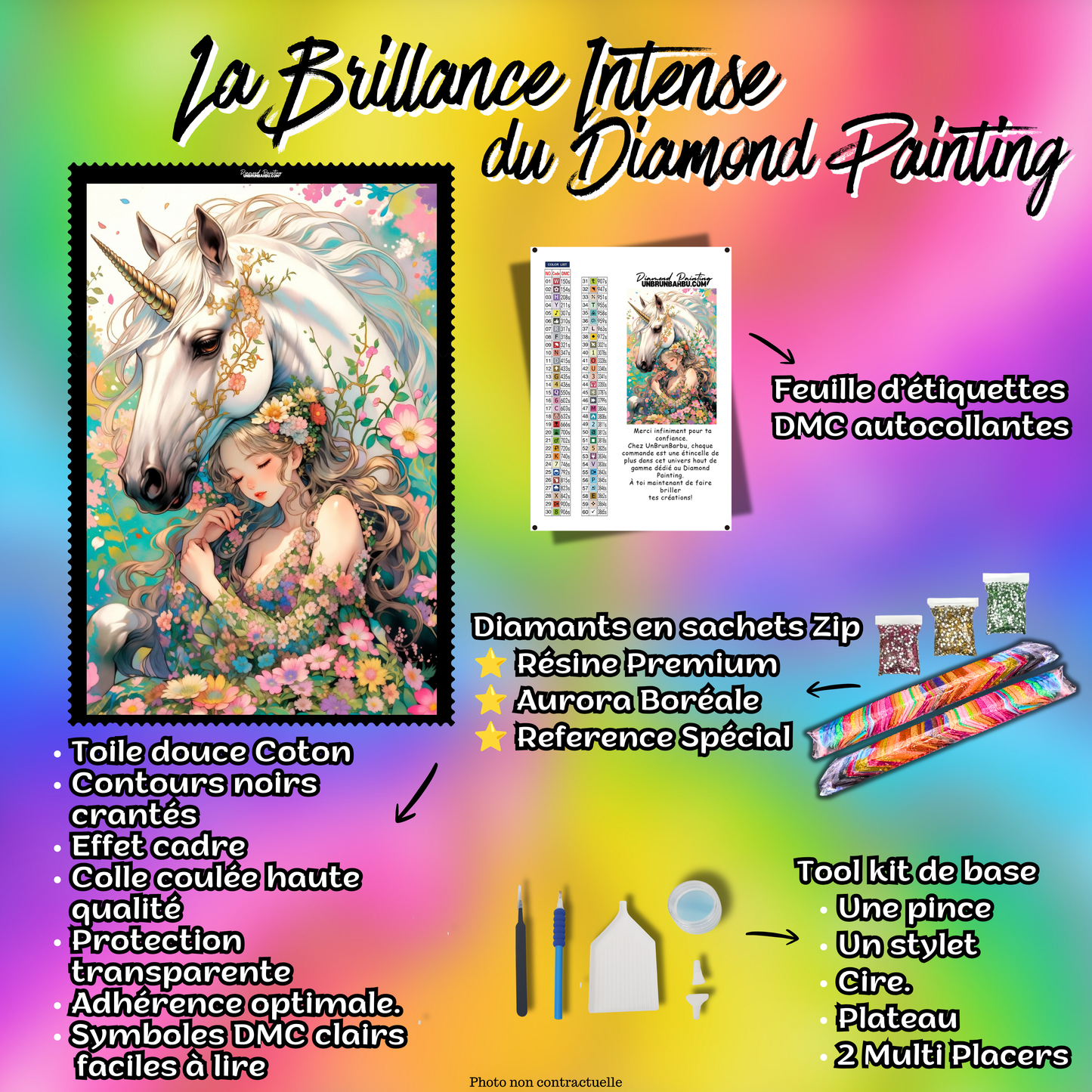 kit diamond painting benediction de la licorne 70x105 cm contenu complet premium