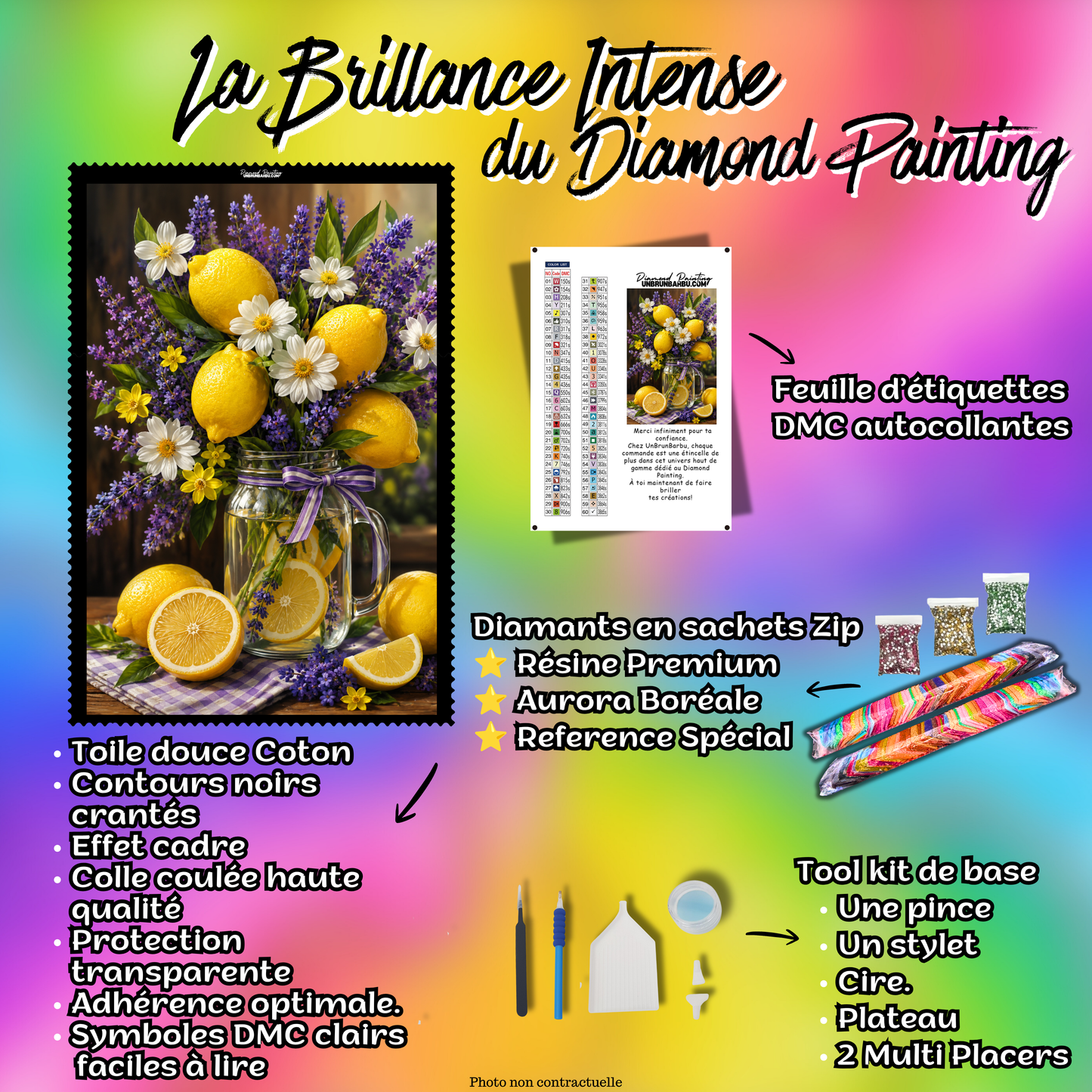 diamond painting bouquet citronne provence 70x90 kit complet