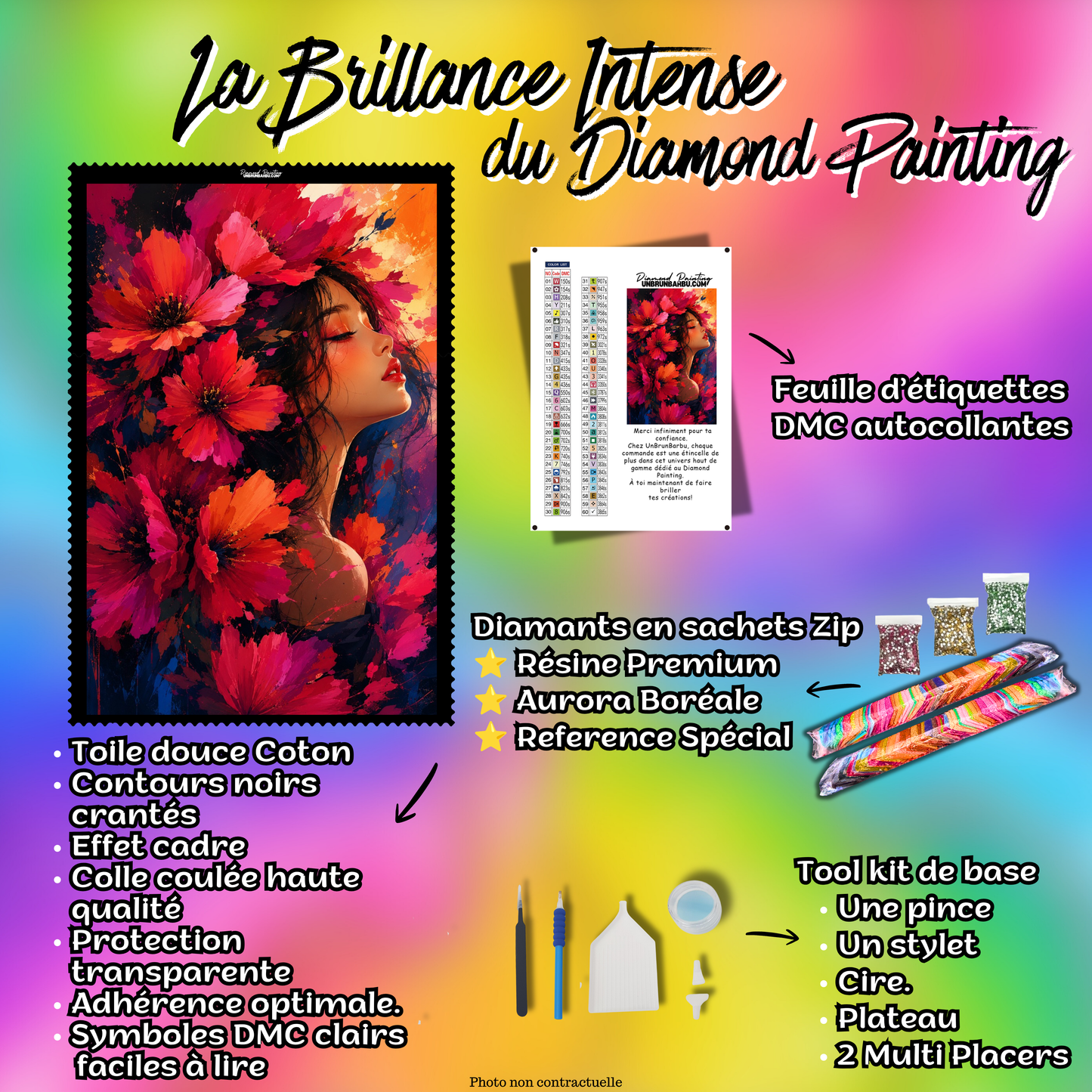kit diamond painting deesse fleur de passion 80x95 cm contenu complet premium