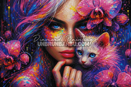 diamond painting eclaboussure de vie 120x80 cm rendu diamante chat yeux bleus