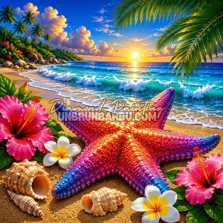 diamond painting etoile des plages paradisiaques 90x90 illustration