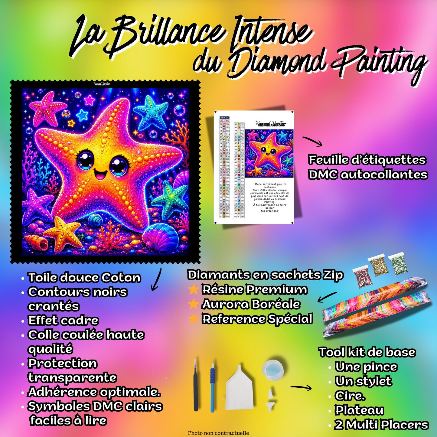 diamond painting etoile tresor des fonds marins 70x70 kit complet diamants premium accessoires