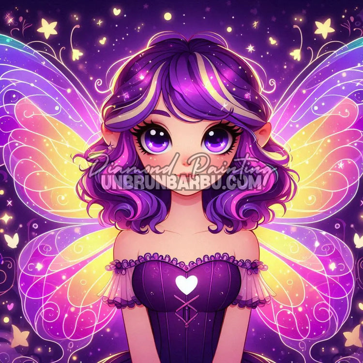 Illustration du Diamond Painting Fée des Étoiles Violettes 80x80 cm