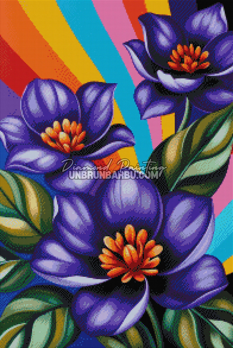 Diamond Painting – Souffle Floral Arc-en-Ciel - 50x75 cm