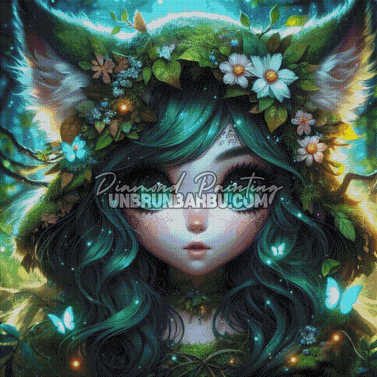 rendu diamond painting gardienne renard diamants brillants details