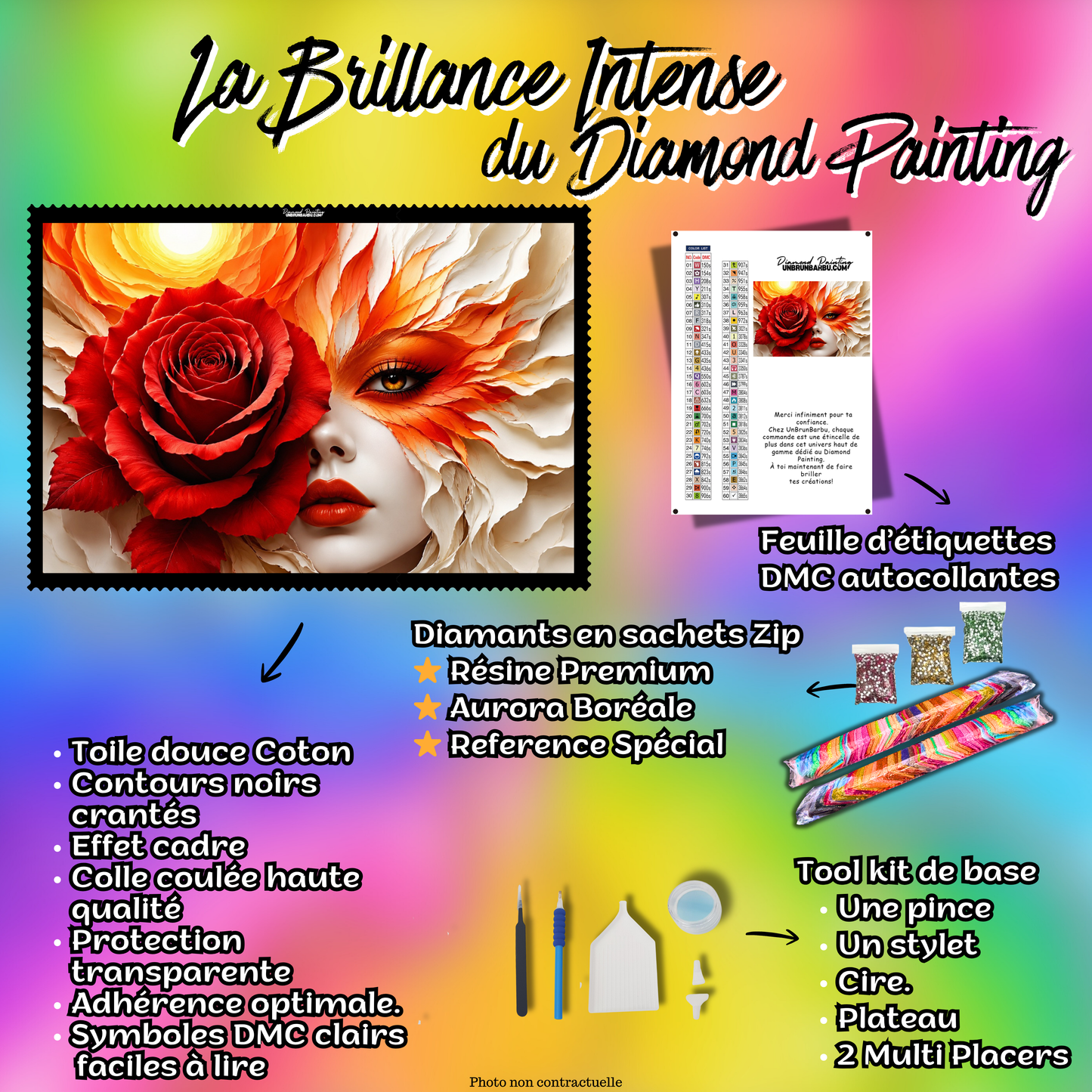 diamond painting legende de la rose eternelle 120x75 cm kit complet