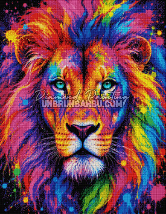 diamond painting lion energie pop art 70x90 rendu diamante