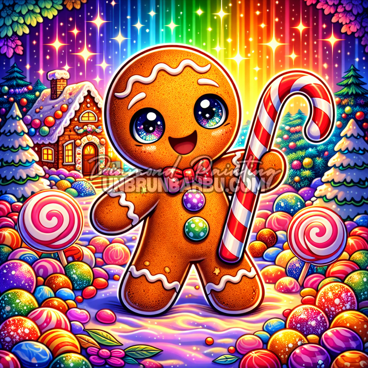 Illustration du Diamond Painting Pain d’Épice Village Sucré 90x90 cm
