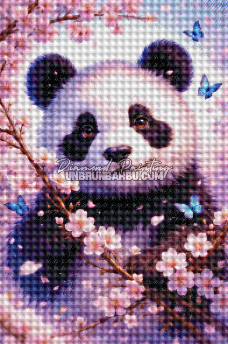 rendu diamond painting panda sakura diamants