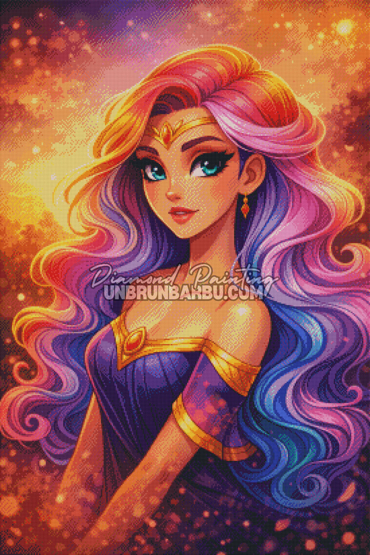 rendu diamond painting princesse effet brillant lumineux