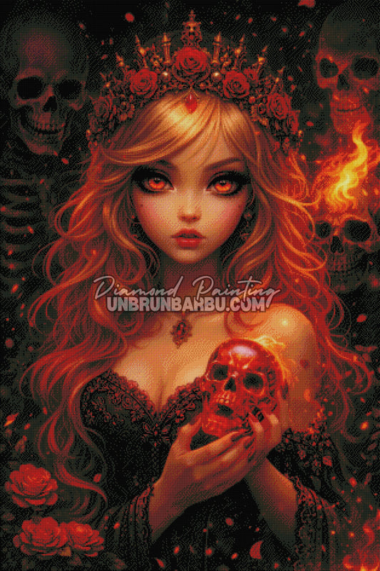 rendu diamond painting reine gothique crane rouge diamant