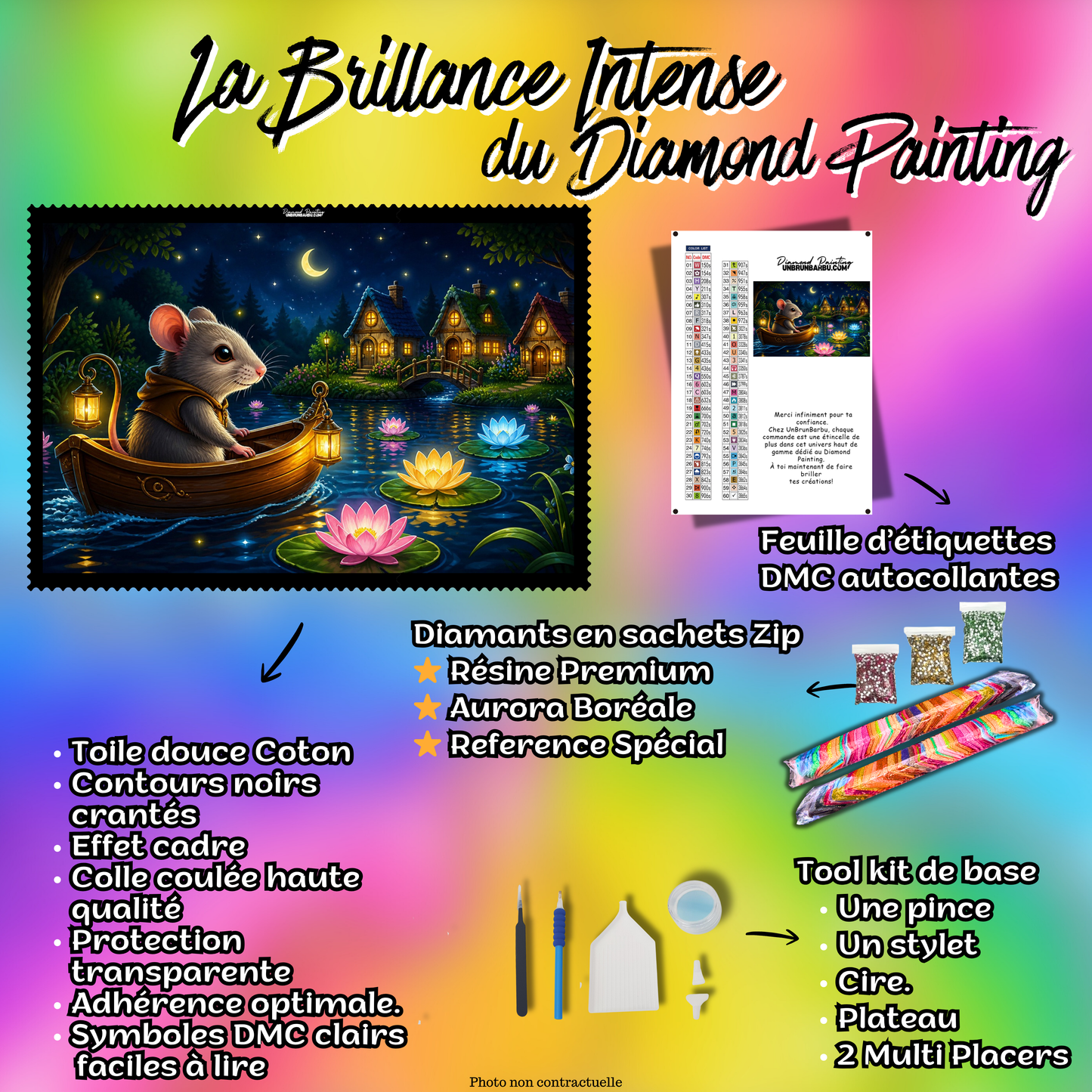 diamond painting souris ceremonie des nenuphars 120x70 cm kit complet