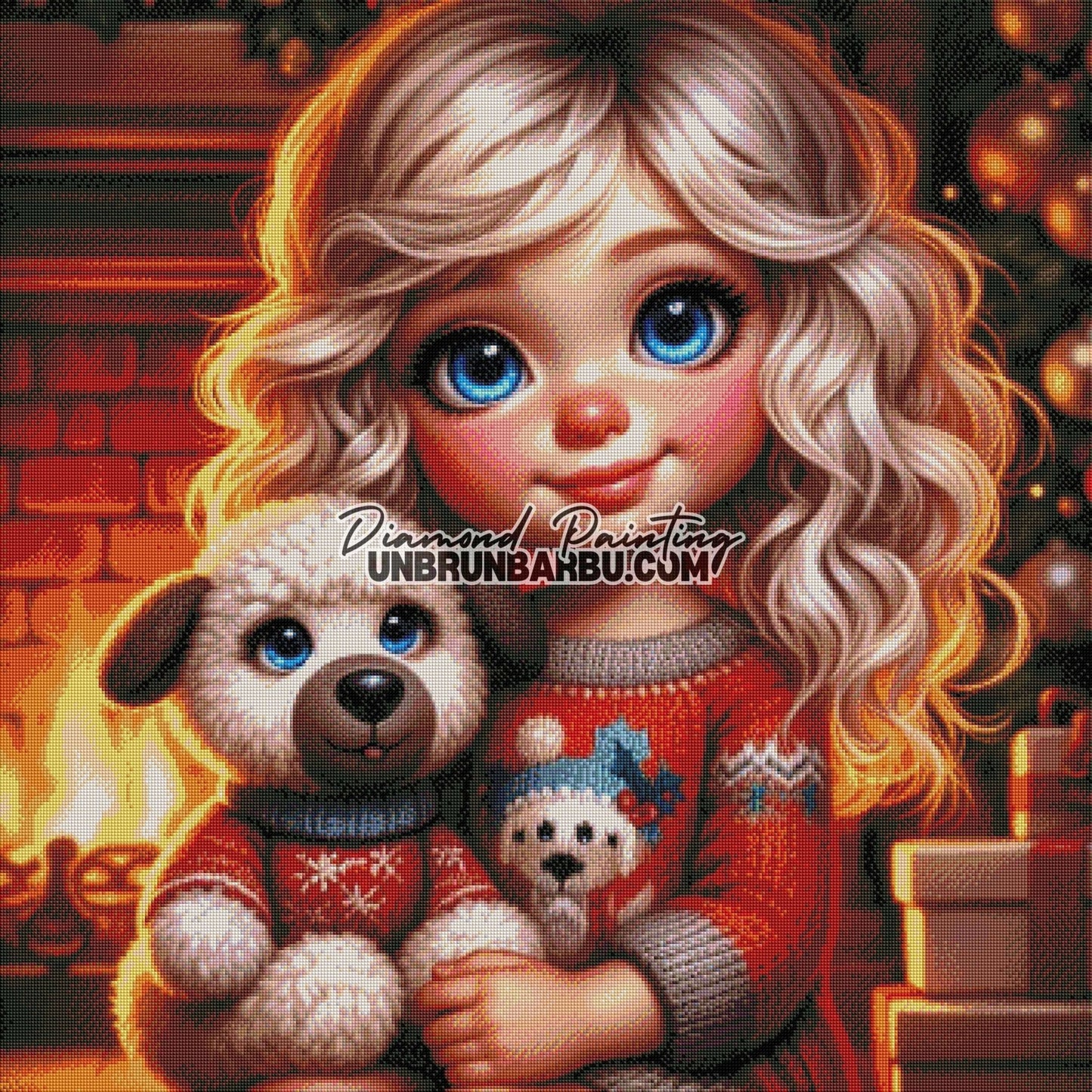 Douceur hivernale au coin du feu (90cm x 90cm) - UnBrunBarbu