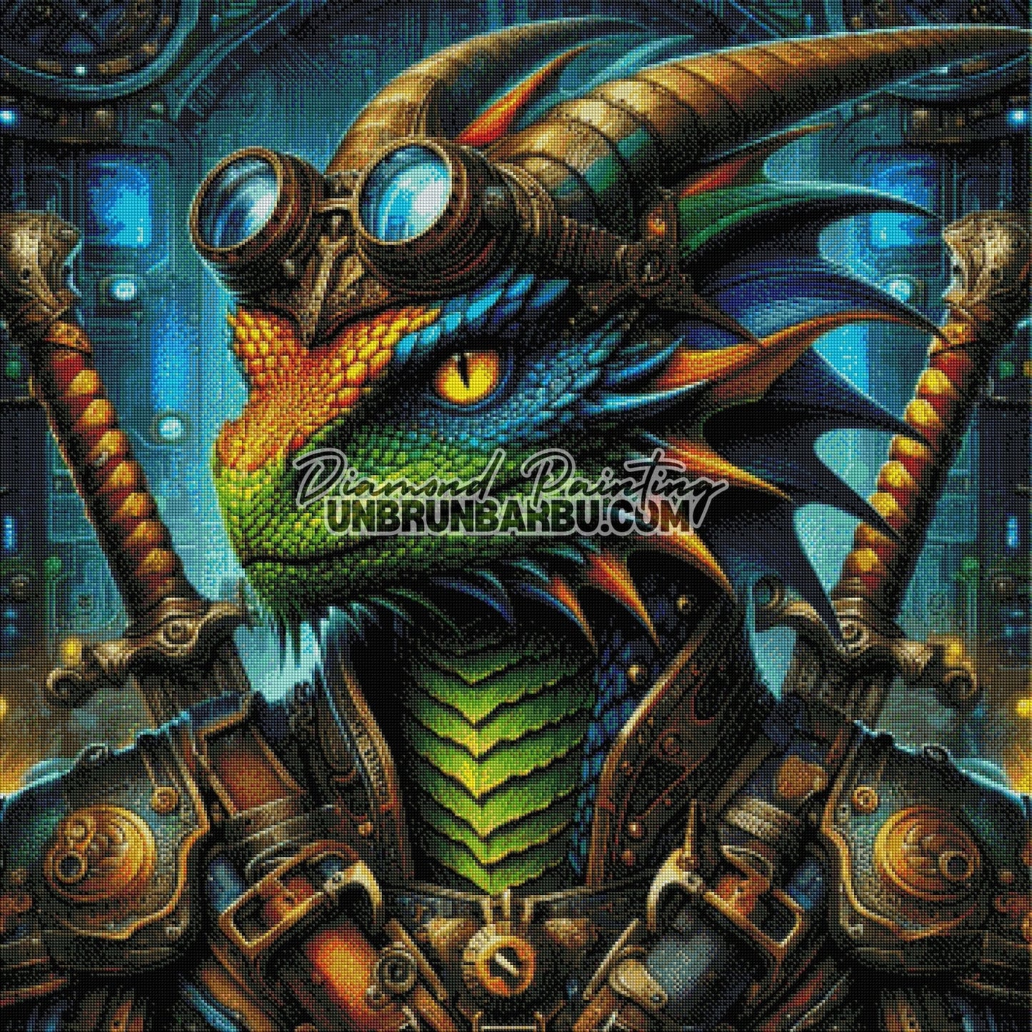 Drakhan, le Dragon de l’Ère Mécanique (90cm x 90cm) - UnBrunBarbu