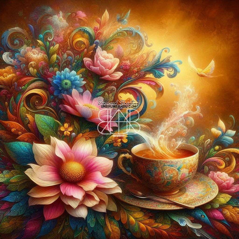 Éclat Floral Thé Enchanté (100cm x 100cm) - UnBrunBarbu