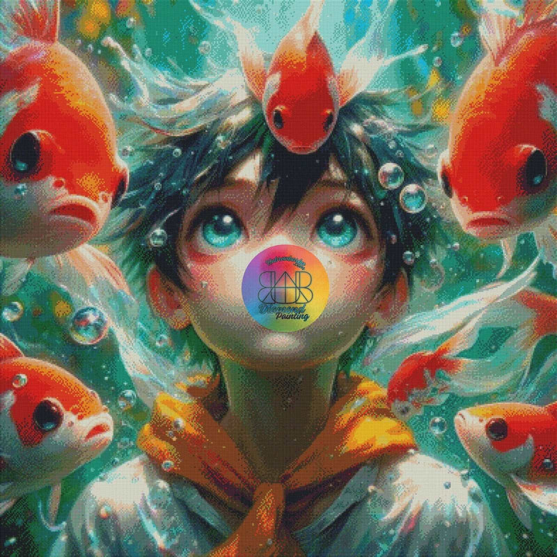 Émerveillement Sous - Marin. (100cm x 100cm). - UnBrunBarbu