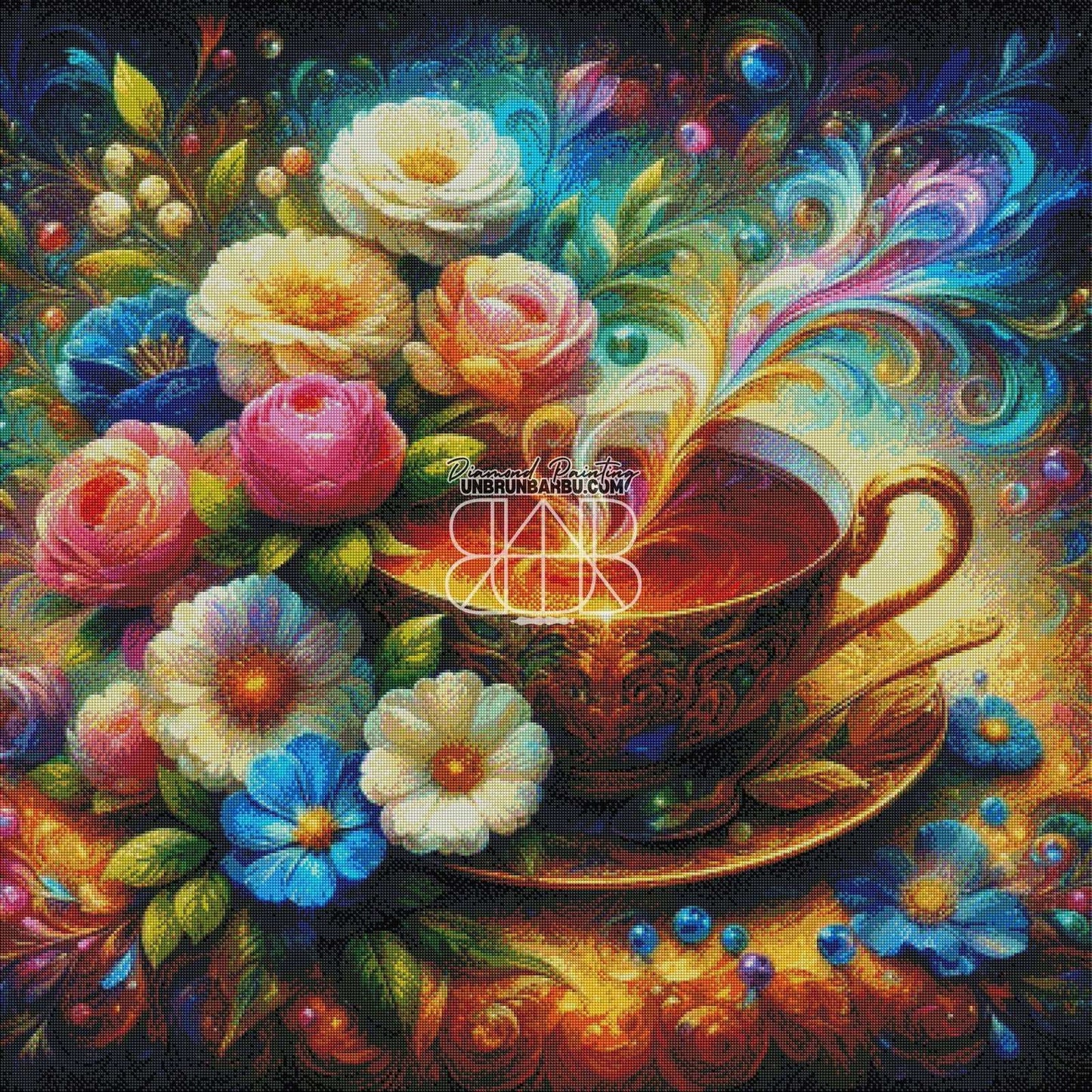 Escale Florale et Infusion (100cm x 100cm) - UnBrunBarbu