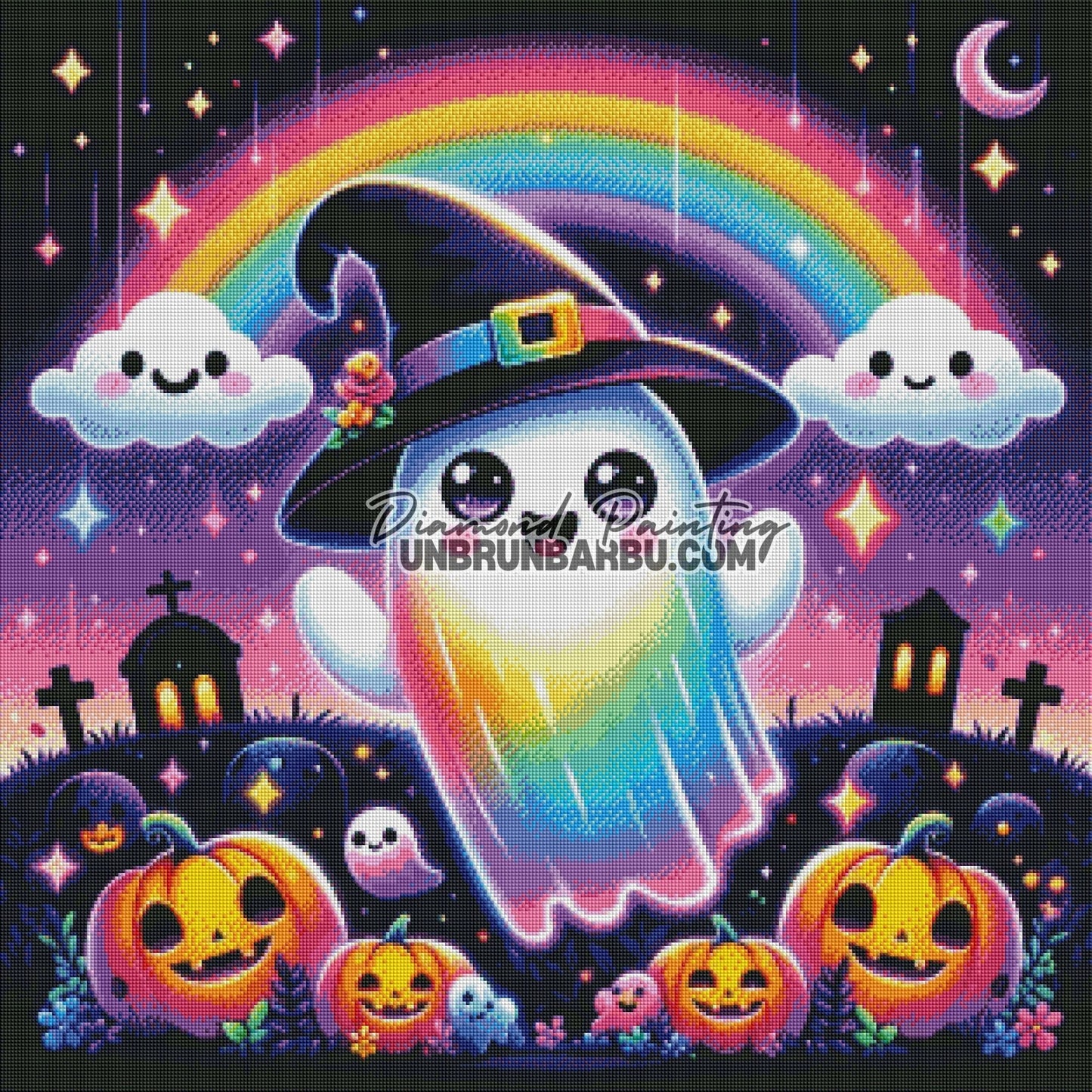 Fantôme des Citrouilles Dansantes (80cm x 80cm) - UnBrunBarbu