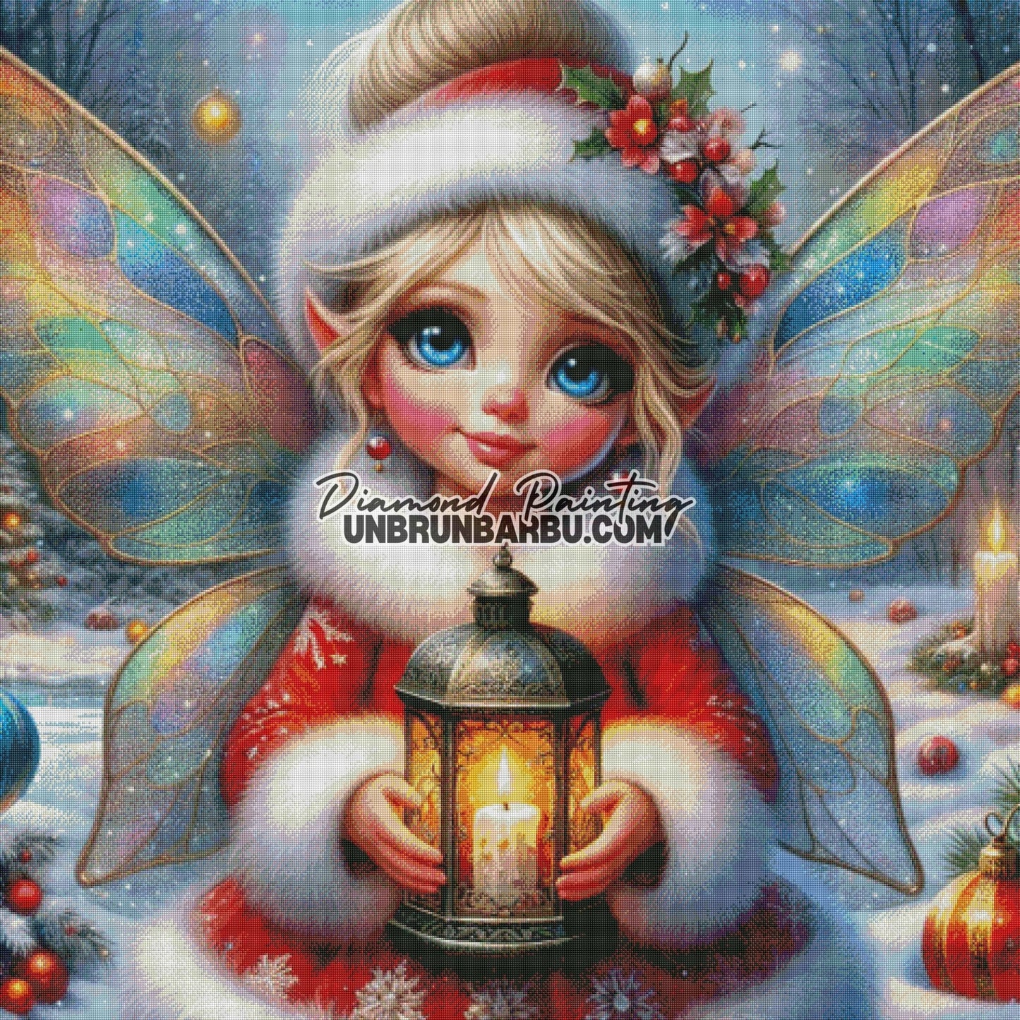 Fée de Noël et la Forêt Enneigée (120cm x 120cm) - UnBrunBarbu