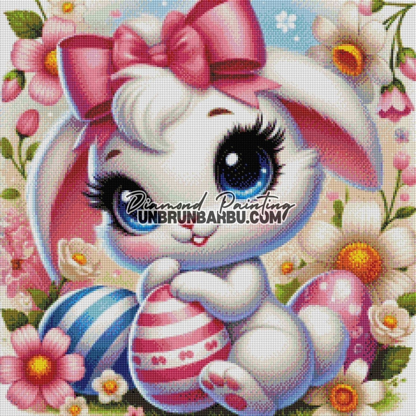 Flocon et ses Oeufs Magiques de Pâques (60cm x 60cm) - UnBrunBarbu