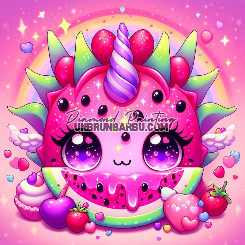 Diamond Painting - Fruit du Dragon Kawaii (80cm x 80cm) - UnBrunBarbu