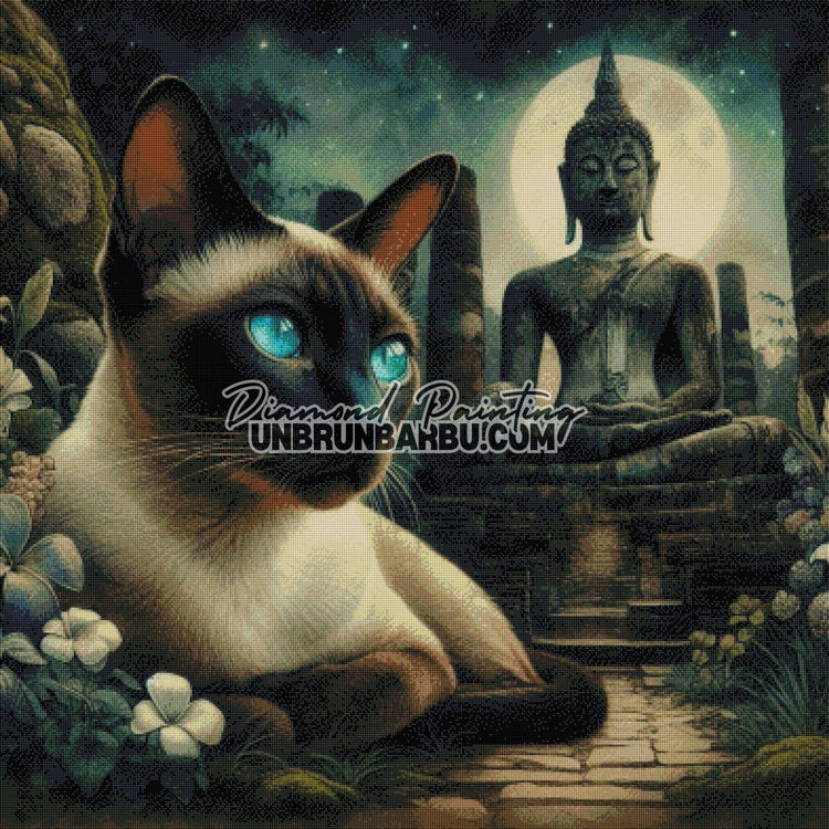 Gardien des Secrets du Temple Lunaire (100cm x 100cm) - UnBrunBarbu
