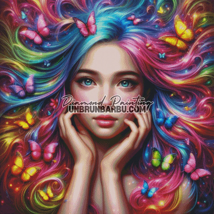 Gardienne des Papillons Arc - en - Ciel (120cm x 120cm) - UnBrunBarbu