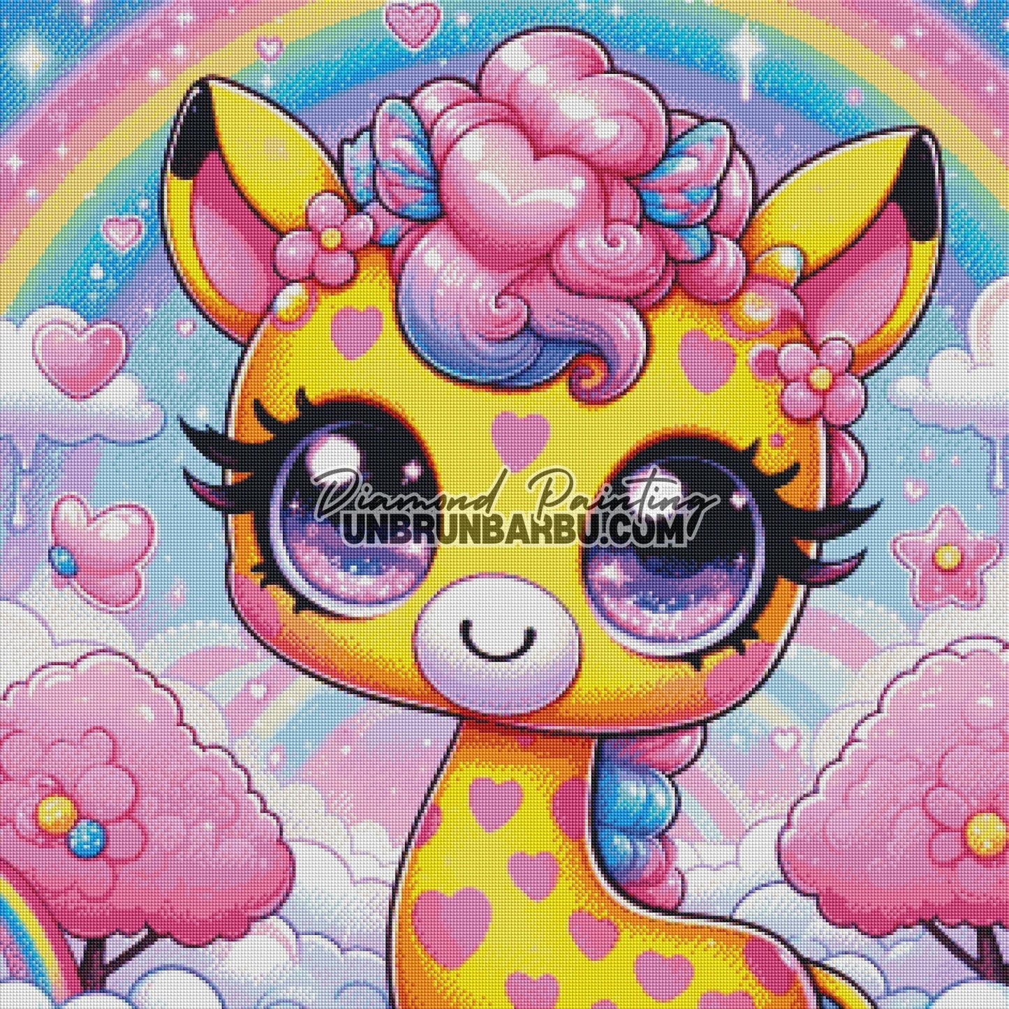 Girafe aux Cœurs Magiques (80cm x 80cm) - UnBrunBarbu