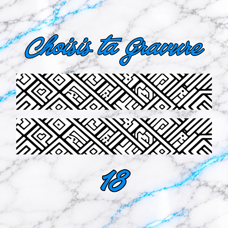 Motif de gravure N°18 pour crayon 3D Diamond Painting, compose de lignes diagonales entrecroisees, formes geometriques abstraites et motifs noirs sur fond blanc, personnalisation UnBrunBarbu.