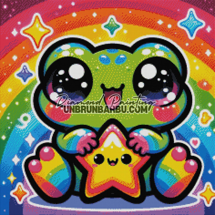 Grenouille et son Étoile Arc - en - Ciel (60cm x 60cm) - UnBrunBarbu