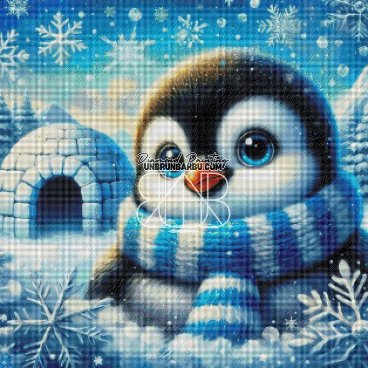 Igloo Enneigés et le Pingouin (80cm x 80cm) - UnBrunBarbu