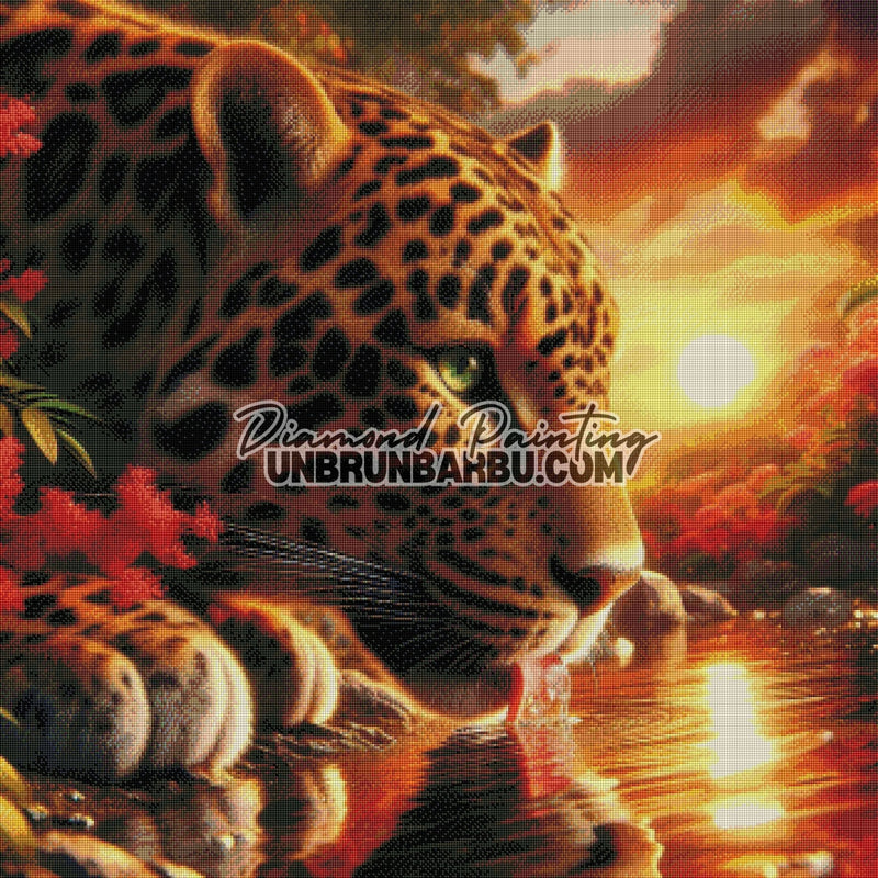 Jaguar au Soleil Couchant (90cm x 90cm) - UnBrunBarbu