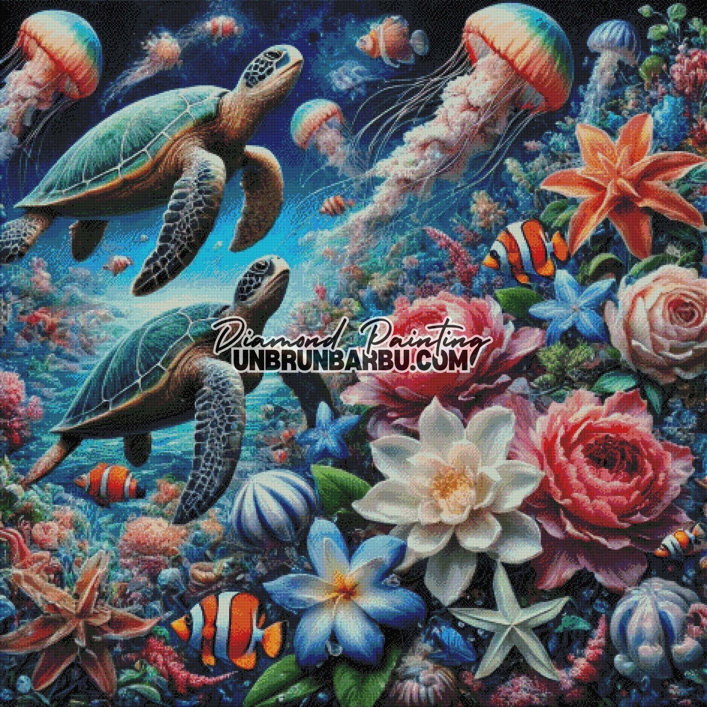 Jardin Enchanté des Profondeurs (120cm x 120cm) - UnBrunBarbu