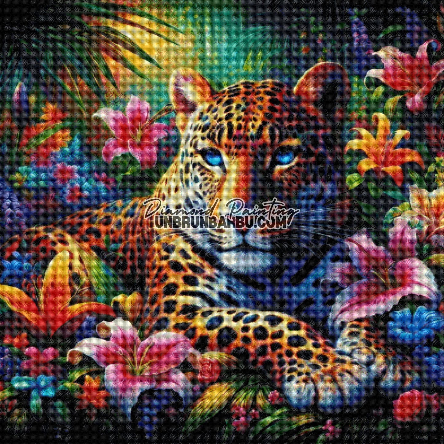 Jardin Secret du Léopard (100cm x 100cm) - UnBrunBarbu