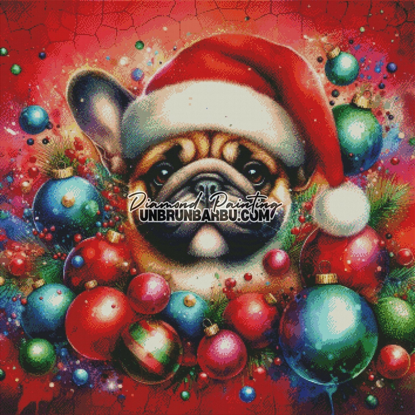 Joyeux Noël avec Bouledogue (90cm x 90cm) - UnBrunBarbu