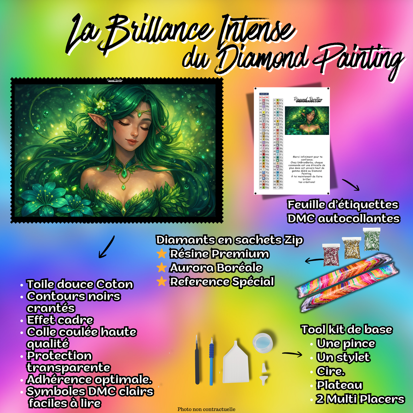 kit diamond painting elfe clairiere magique accessoires