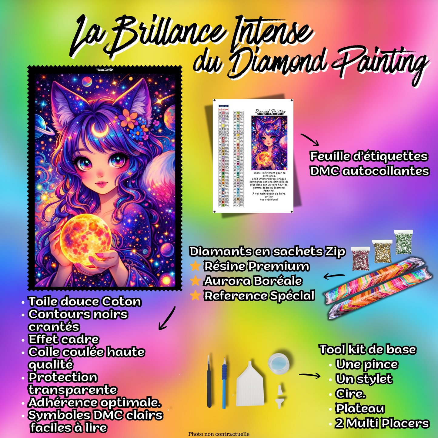 contenu kit diamond painting accessoires diamond painting