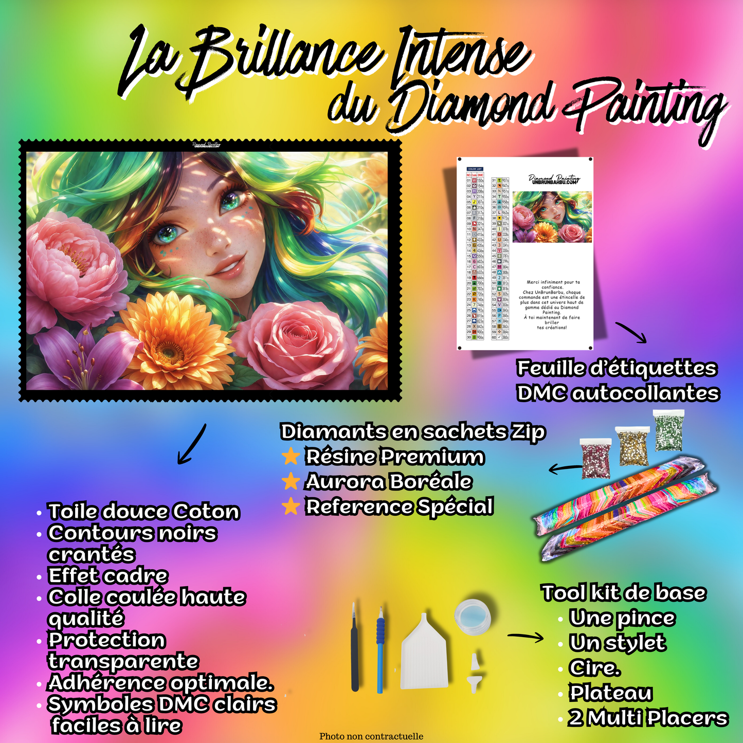 kit diamond painting femme nature coloree accessoires
