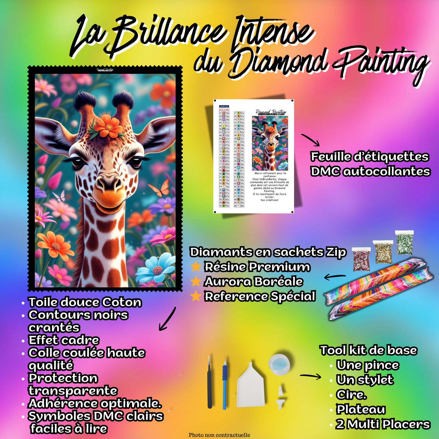 kit diamond painting girafe printemps accessoires
