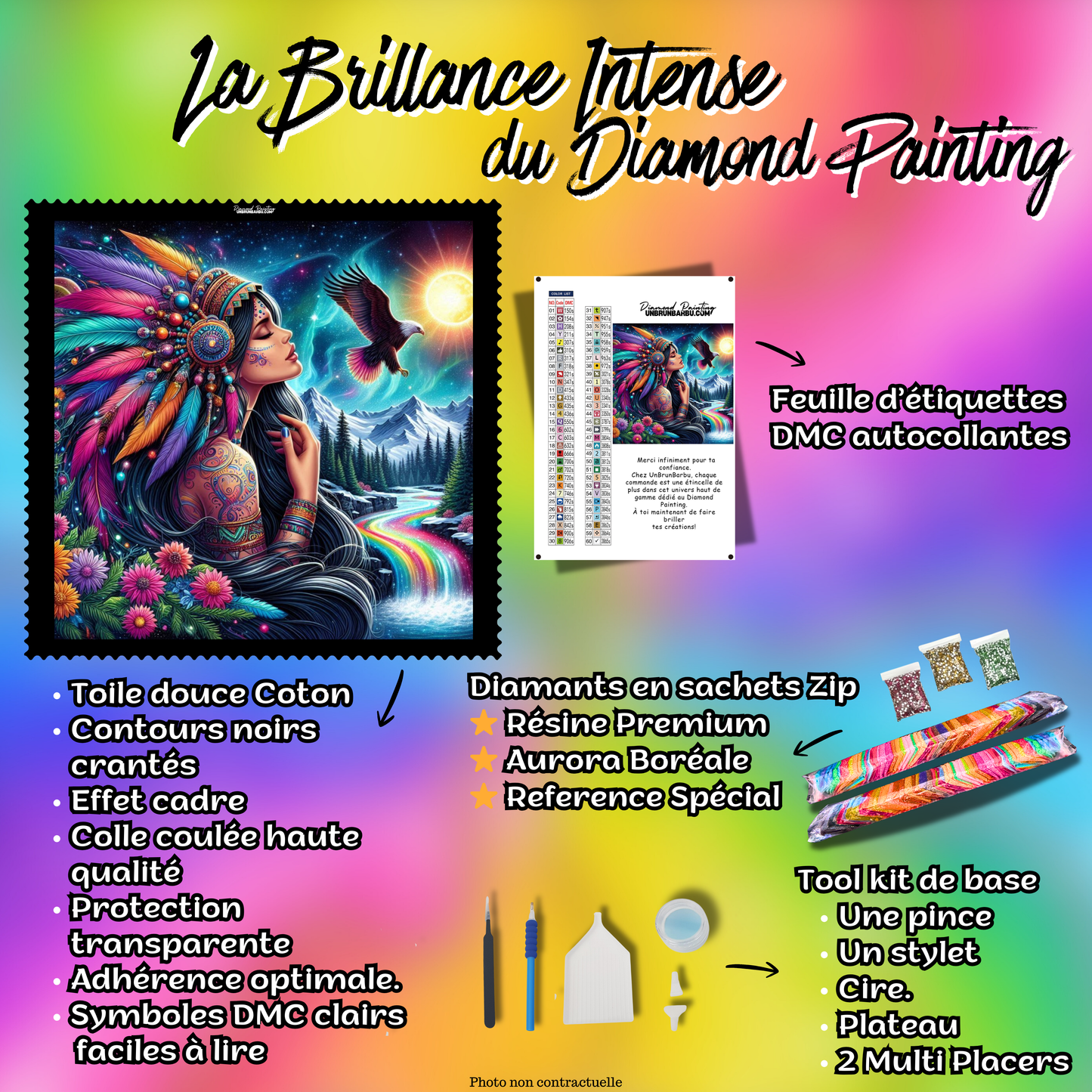 kit-diamond-painting-indienne-aigle-spirituel-contenu-kit
