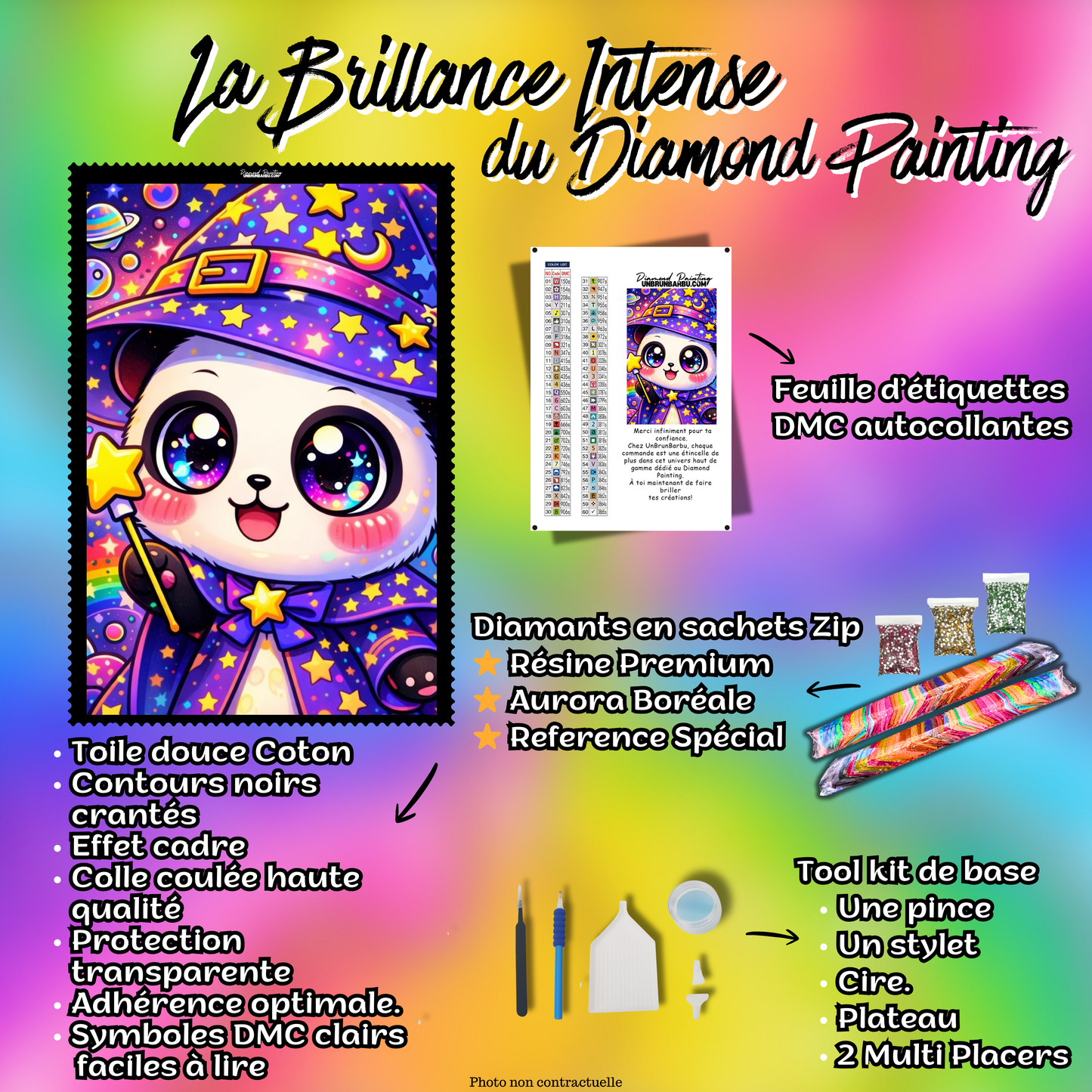 contenu kit diamond painting accessoires diamond painting