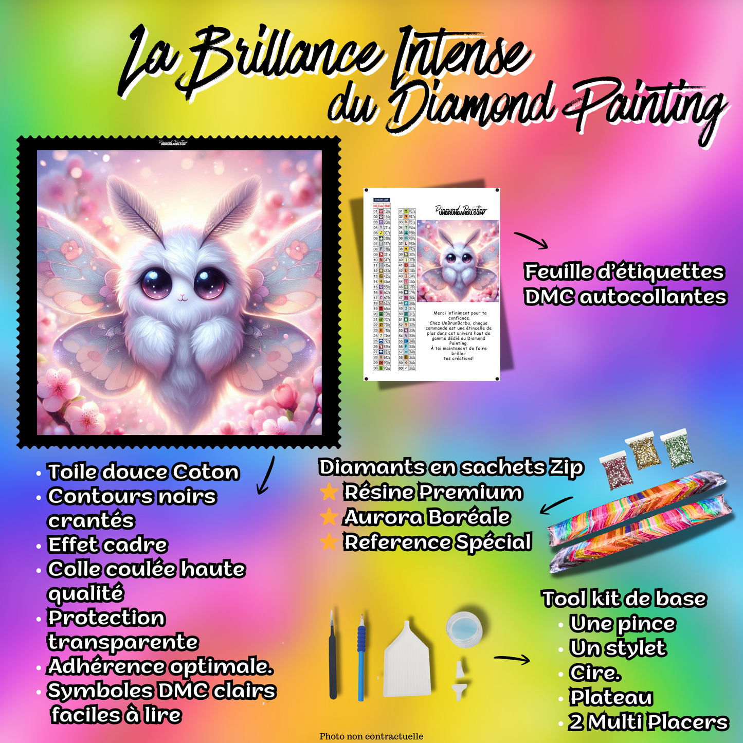 kit diamond painting complet toile diamants accessoires inclus