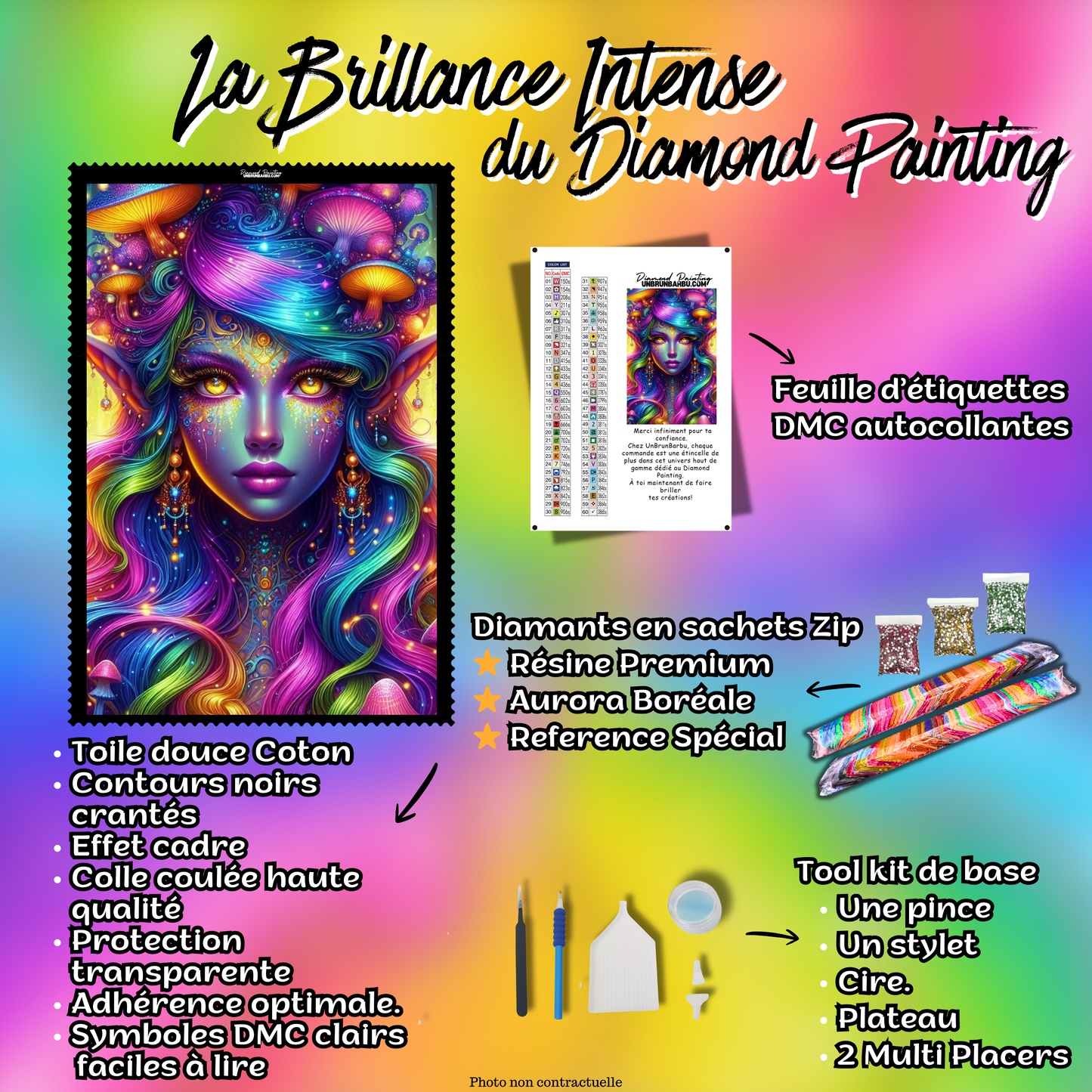 kit diamond painting complet toile diamants accessoires inclus