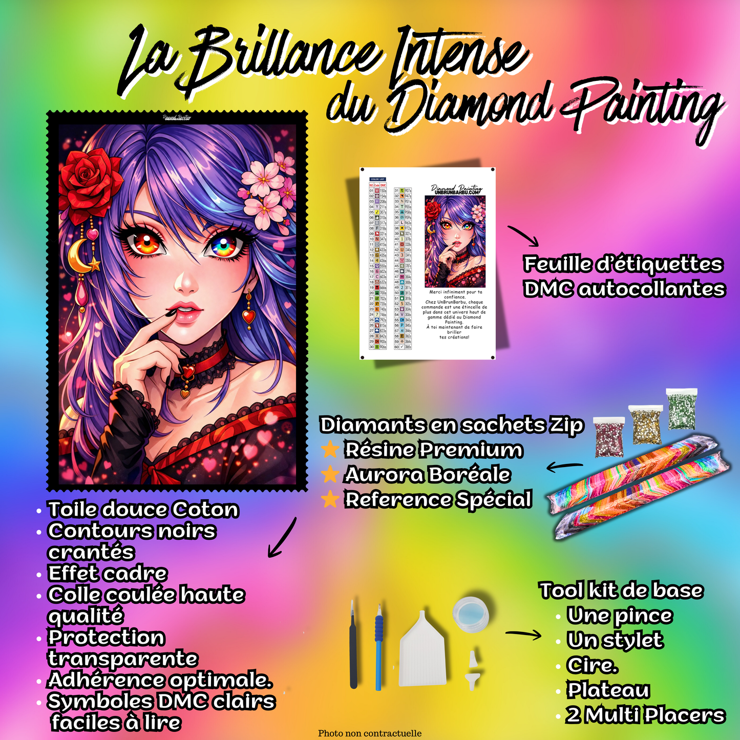 kit diamond painting manga sakura accessoires toile complete