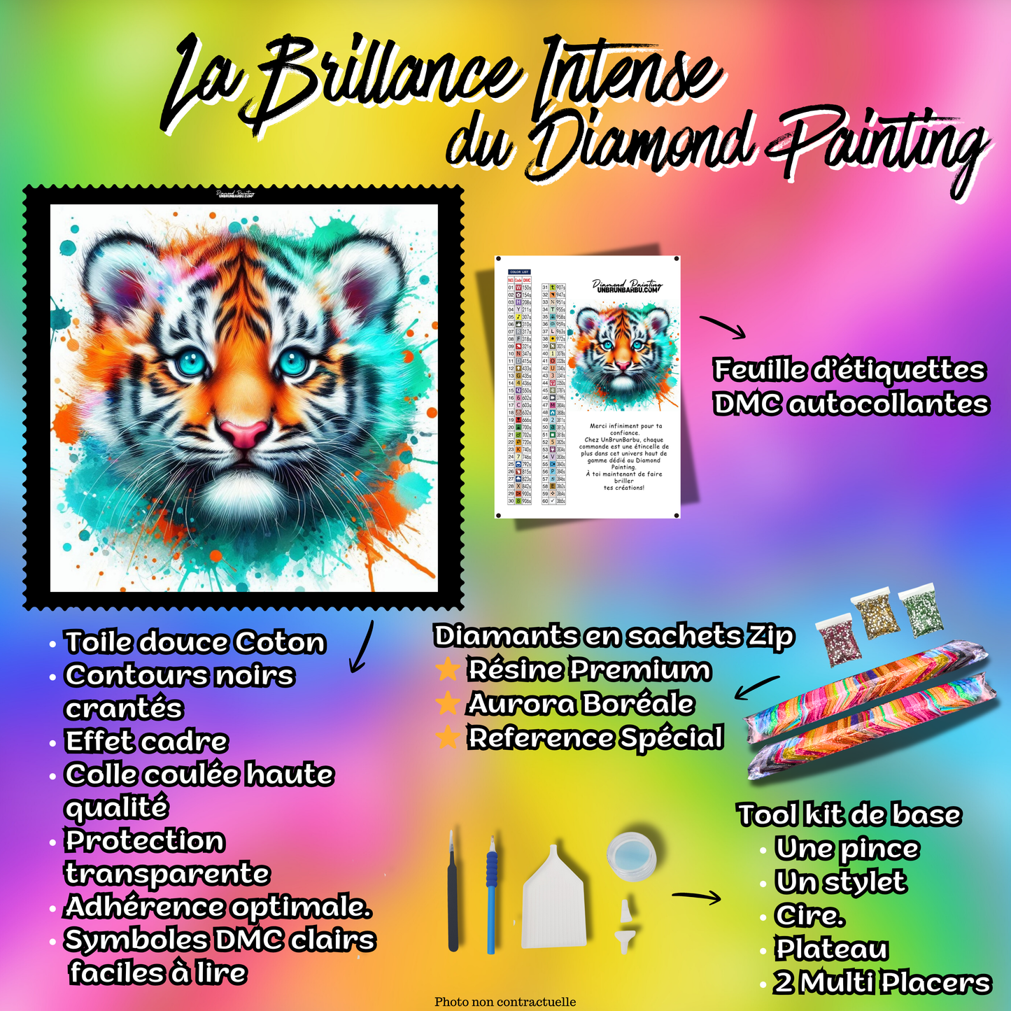 kit diamond painting complet toile diamants accessoires inclus