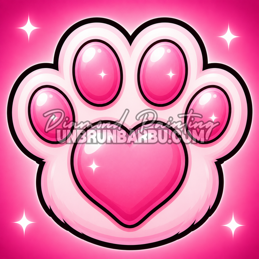 kit diamond painting xl pattes kawaii n1 patte rose 40x40 cm