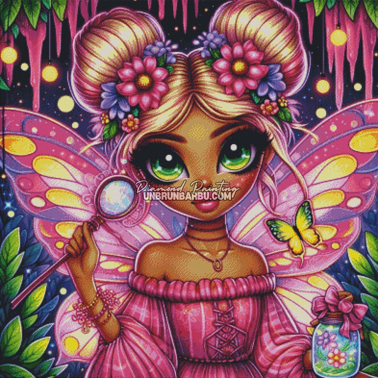 La Fée des Papillons Enchantés (100cm x 100cm) - UnBrunBarbu