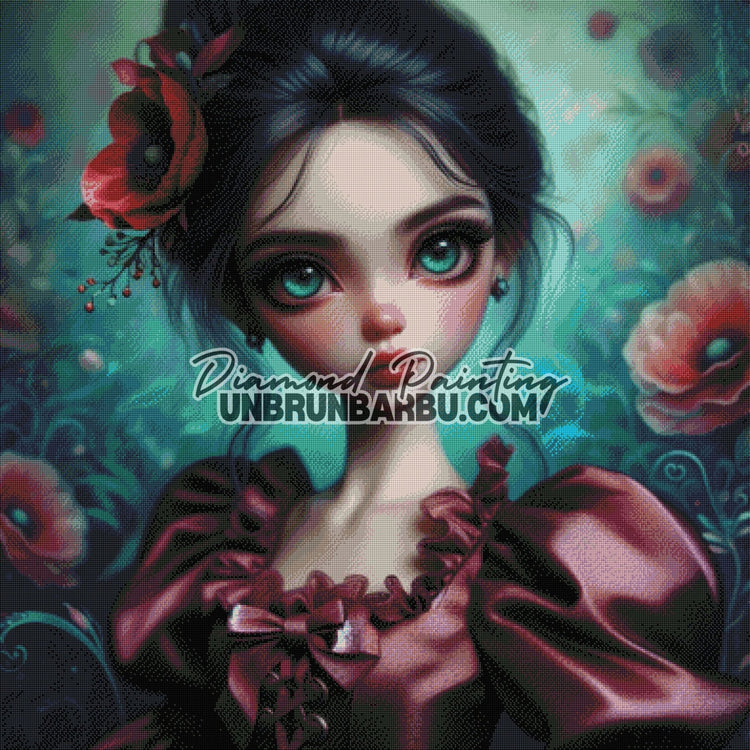 La Fille aux Coquelicots (100cm x 100cm) - UnBrunBarbu