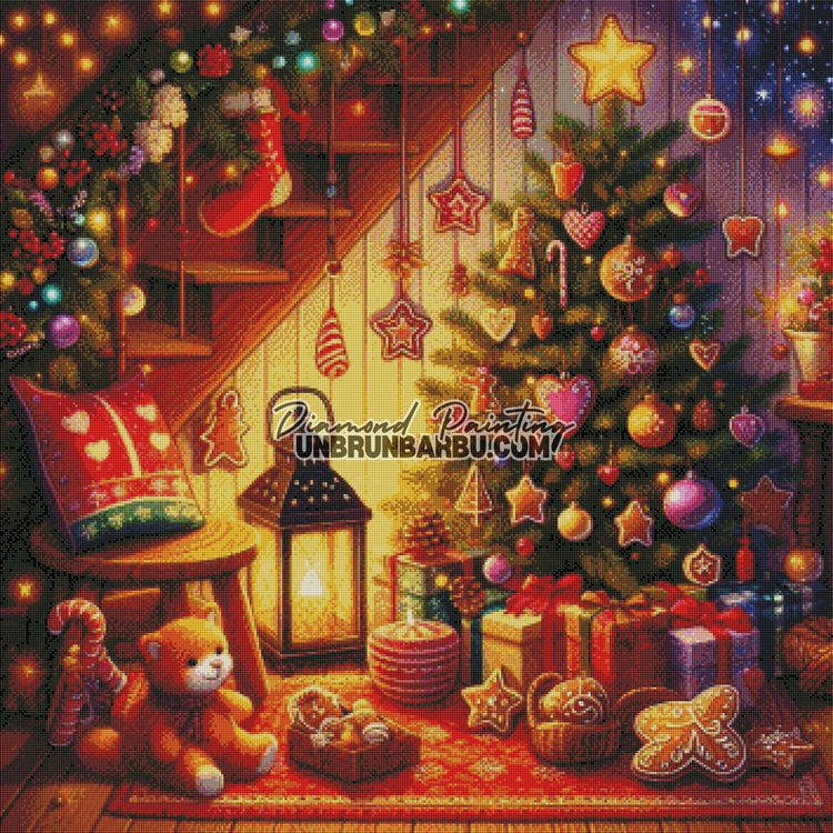 La Magie du Salon de Noël (90cm x 90cm) - UnBrunBarbu