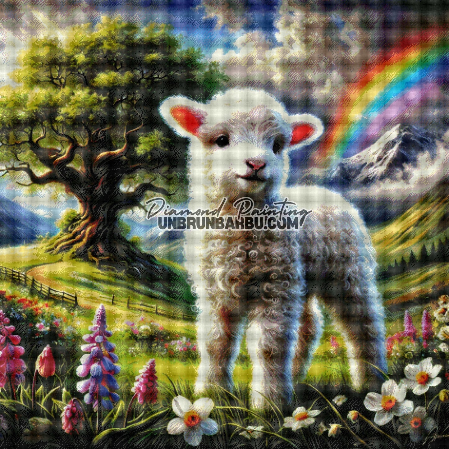 L'Agneau et l'Arbre de Vie (120cm x 120cm) - UnBrunBarbu